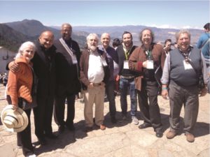 Left to right: María Guinand (Venezuela), Jorge Alejandro Salazar (Colombia), Robert Harris (USA), Oscar Escalada (Argentina), Josep Vila (Spain), Francesco Leonardi (Italy), Jorge Córdoba (México) and Ricardo Denegri (Argentina) at Monserrate sanctuary