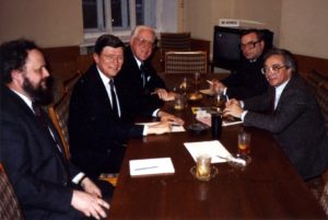 Royce Saltzman, the IFCM Board during a meeting with the USSR Ministry of Culture, Moscow, 1989