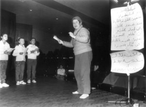 Tsippi Fleischer with Bedouin Children during recording "The Gown of Night" 